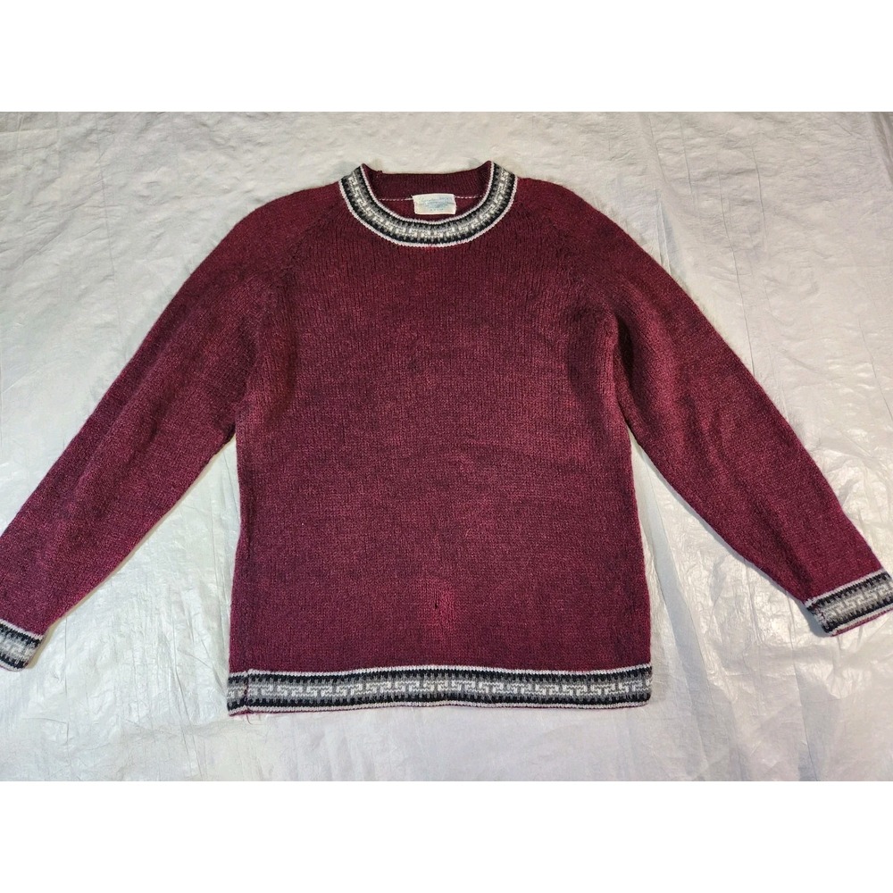 Vintage Alpaca Sweater By Signature Imports Medium M Maroon Red